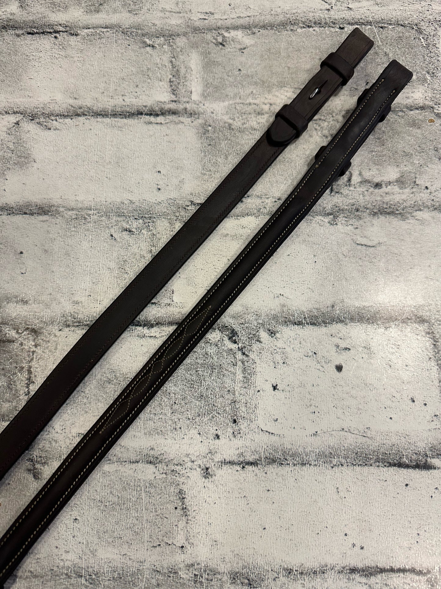 LeMieux Raised Fancy Stitch Laced Reins Brown