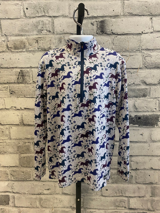 Kerrits 1/4 Zip LS Shirt Horse Print Childrens M