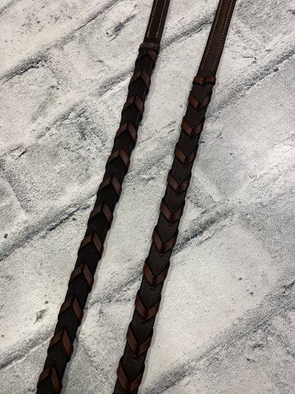 Fancy Stitch Laced Reins Brown