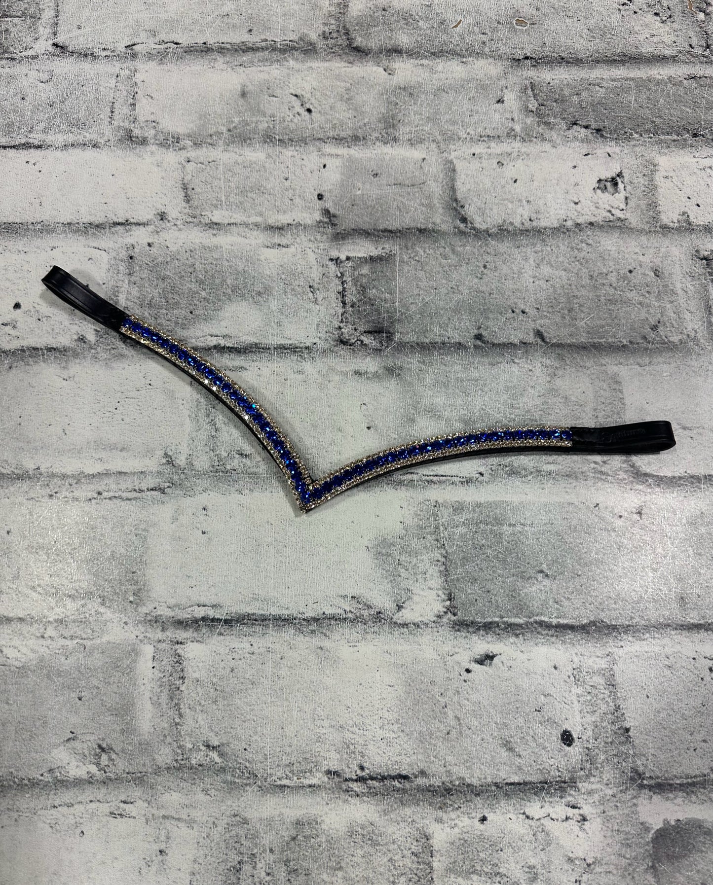 15" Equiture Swaroski Deep Saphire/White Gold Wave Browband