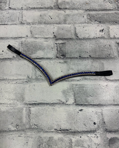 15" Equiture Swaroski Deep Saphire/White Gold Wave Browband