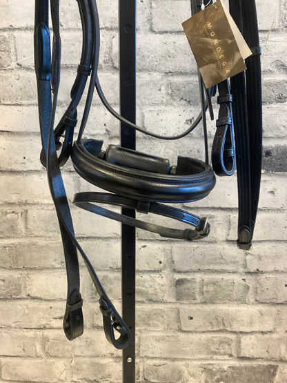 Mondgea Padded Dressage Bridle w Crank Noseband F NEW