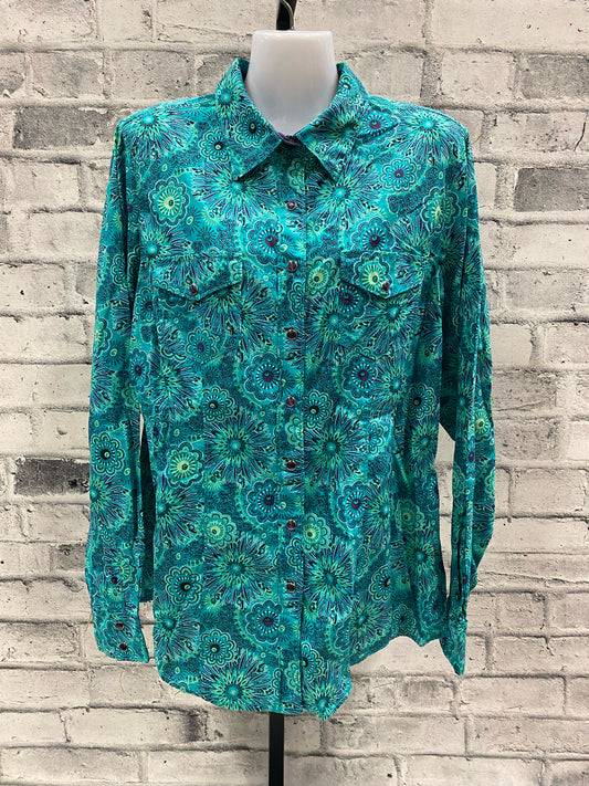 Cruel Denim Pearl Snap Shirt Teal 2XL