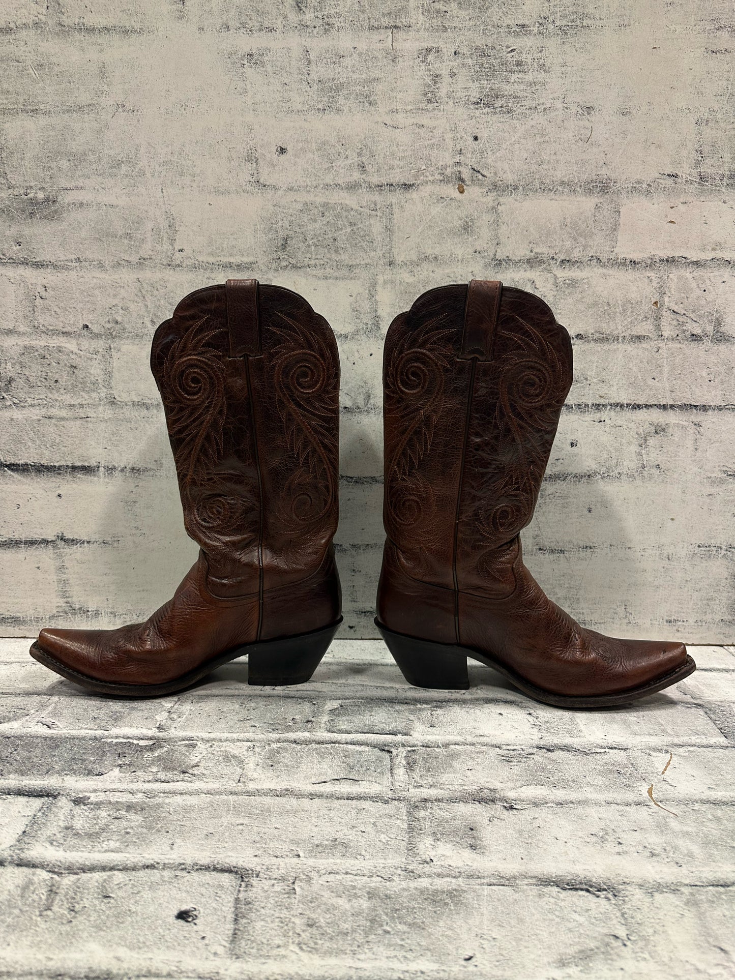 Justin Pointed Toe Cowboy Boots Brown 10C