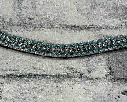15" Equiture Iridescent Aqua Curve Browband