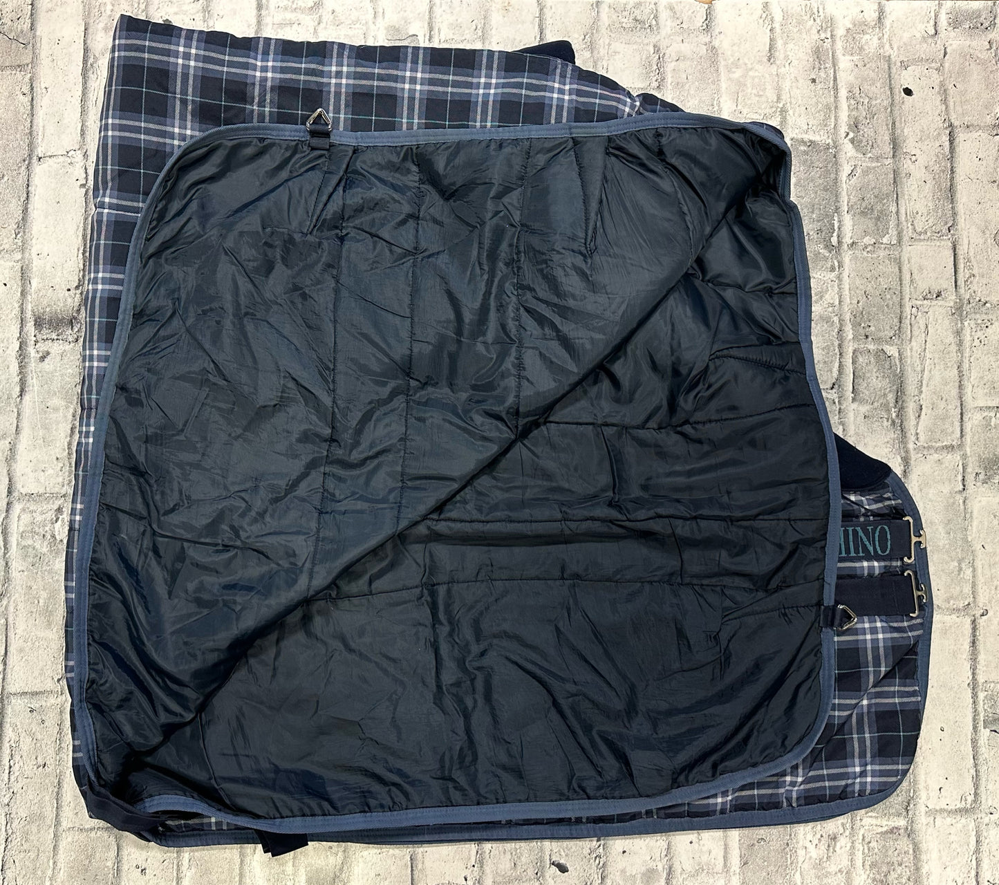 81" Rhino Original Stable Blanket Navy Plaid 250g