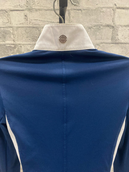 Noel Asmar Zip Up Show Shirt White & Navy XXS