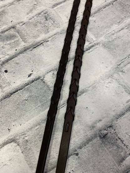 Fancy Stitch Laced Reins Brown