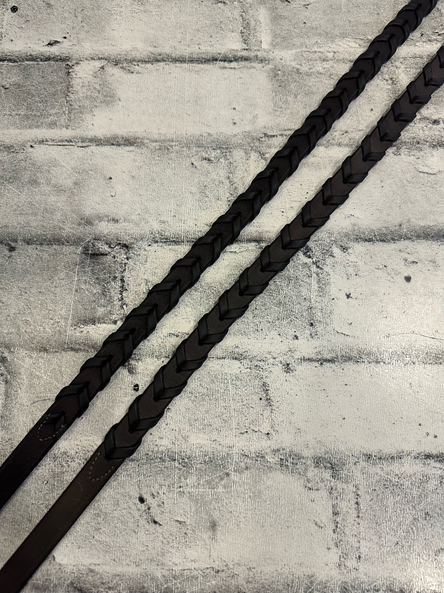 LeMieux Raised Fancy Stitch Laced Reins Brown