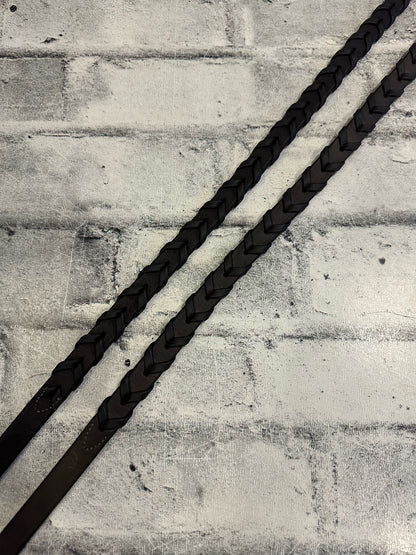LeMieux Raised Fancy Stitch Laced Reins Brown