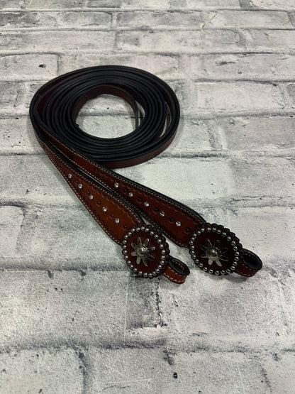 Leather Split Reins w/Silver Accents