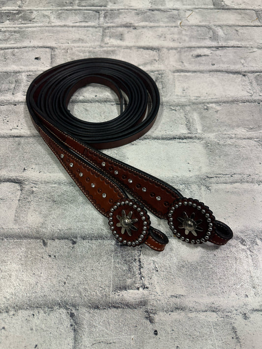 Leather Split Reins w/Silver Accents
