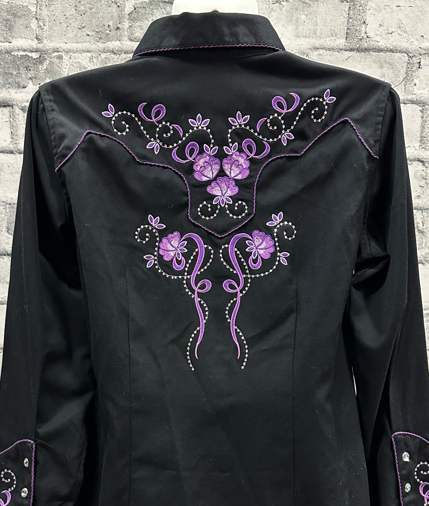 Panhandle Slim Pearl Snap Show Shirt Purple/Black M