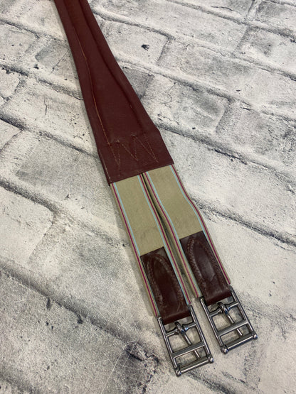56" Joseph Sterling Leather Girth w One Side Elastic Brown