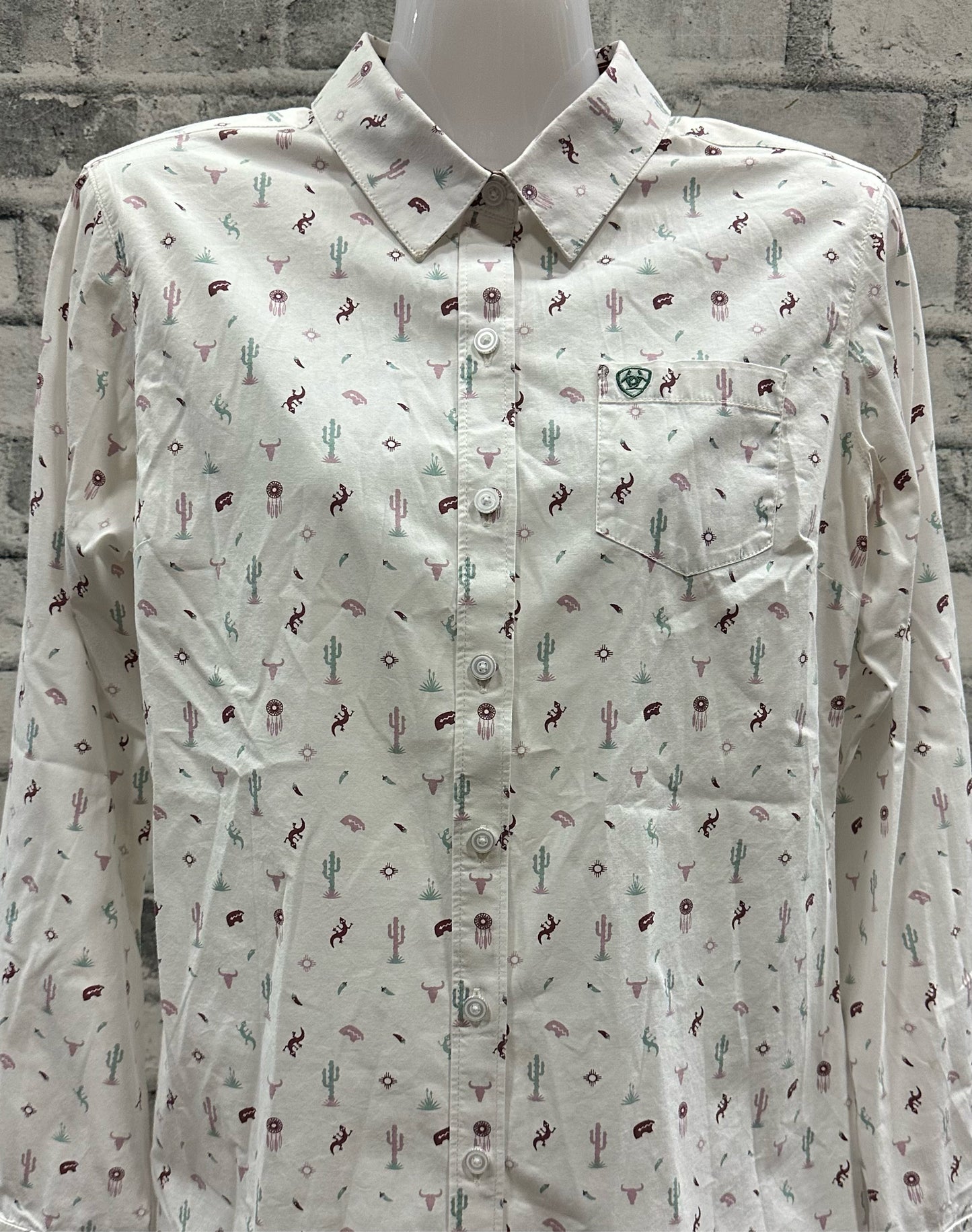 Ariat Button Up Show Shirt White/Multi M