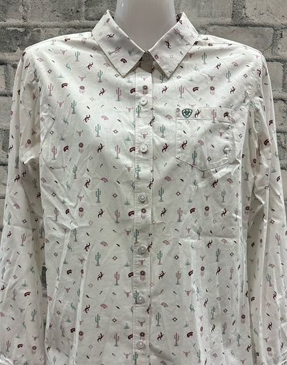 Ariat Button Up Show Shirt White/Multi M