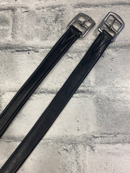 63" Red Barn Double Stitch Stirrup Leathers Black