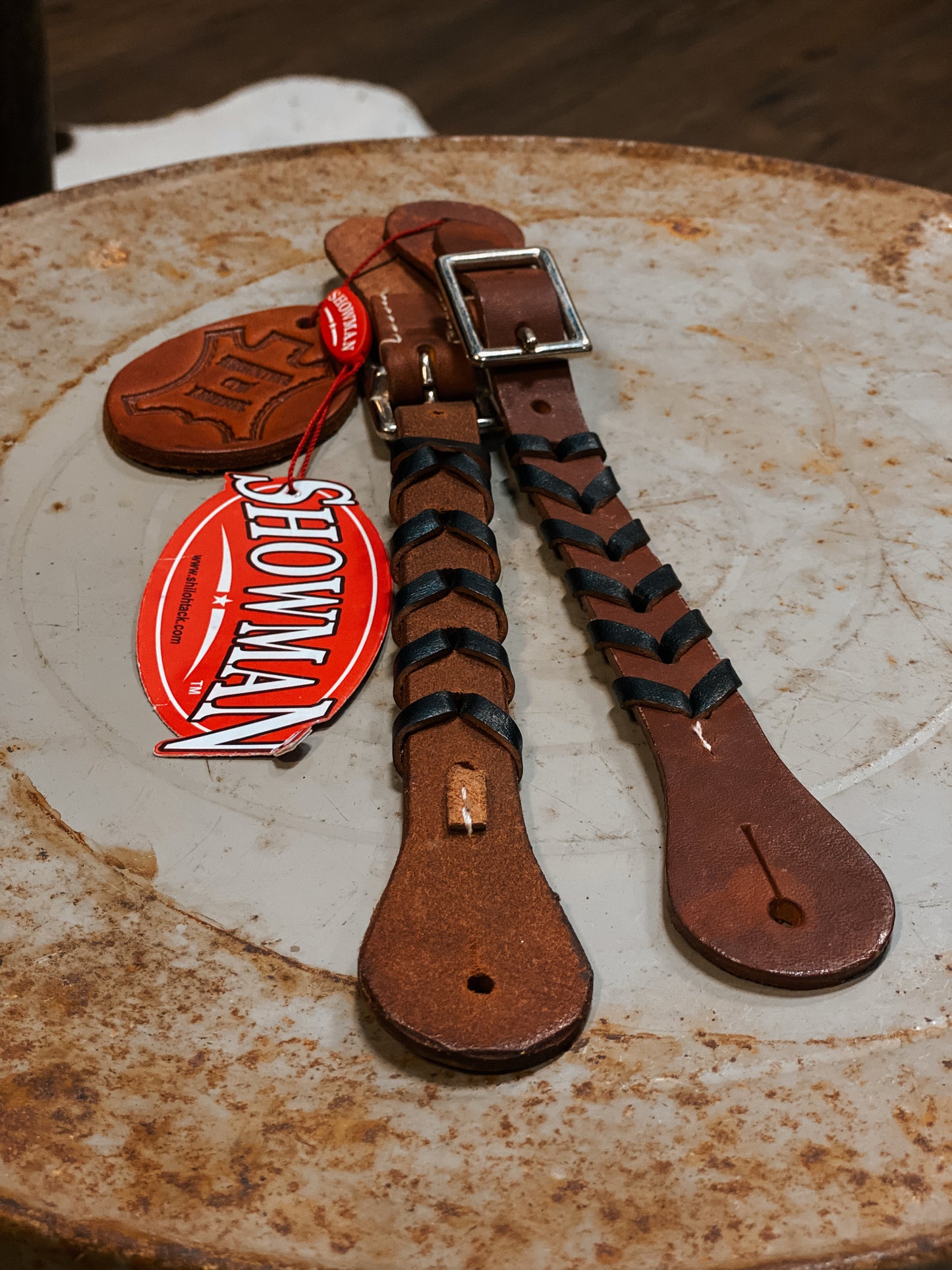 Showman Laced Leather Spur Straps