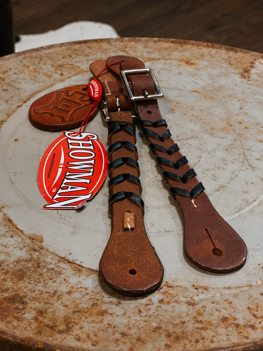 Showman Laced Leather Spur Straps