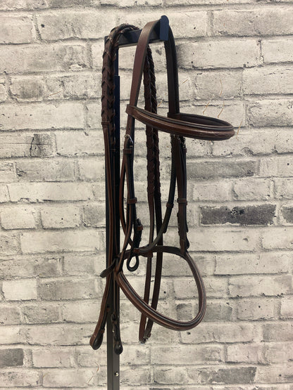 Fancy Stitch Raised Bridle Brown F + Reins