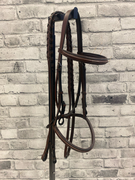 Fancy Stitch Raised Bridle Brown F + Reins