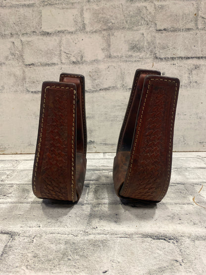 3" Basketweave Leather Stirups