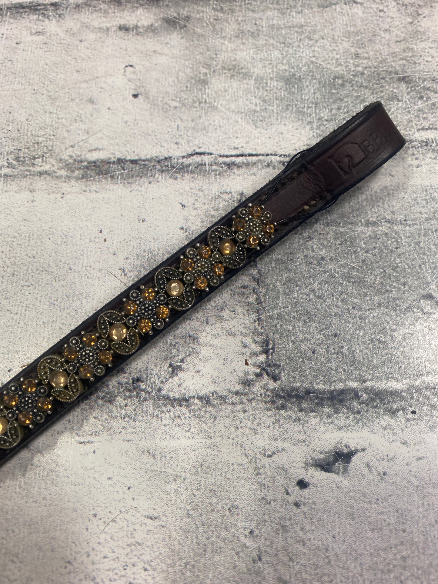 BBD Custom Browband Bronze/Topaz 15.5"