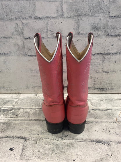 Old West Pointed Toe Cowboy Boots Pink 3 D