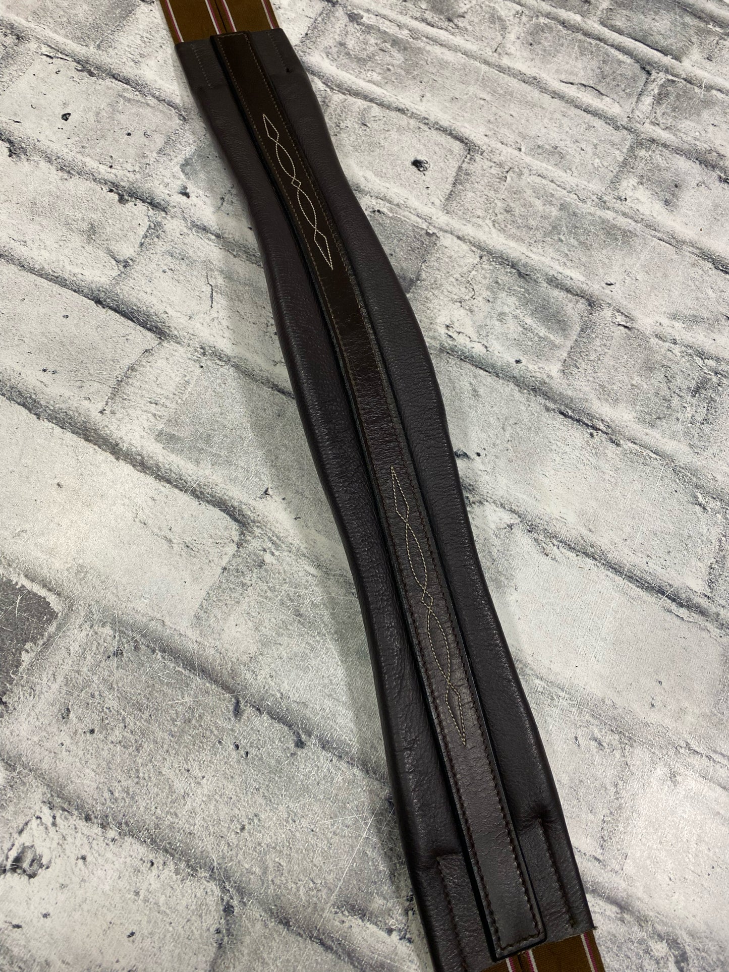 38" Fancy Stitch Leather Girth Brown