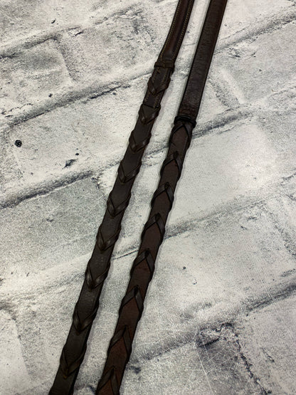 Fancy Stitch Laced Reins Brown