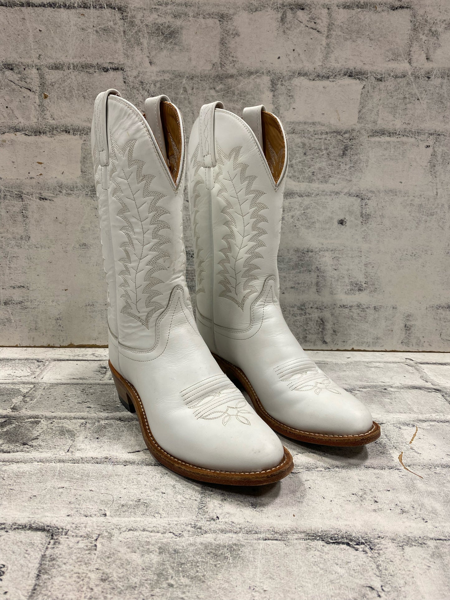 Old West Cowboy Boots White 6 M