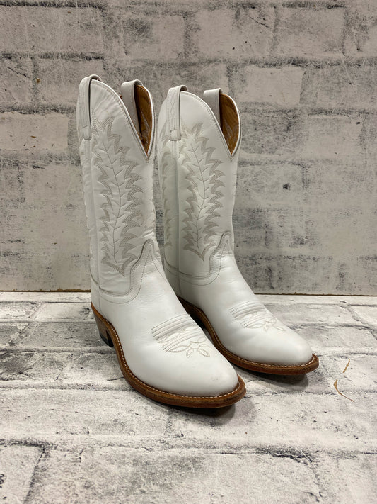 Old West Cowboy Boots White 6 M