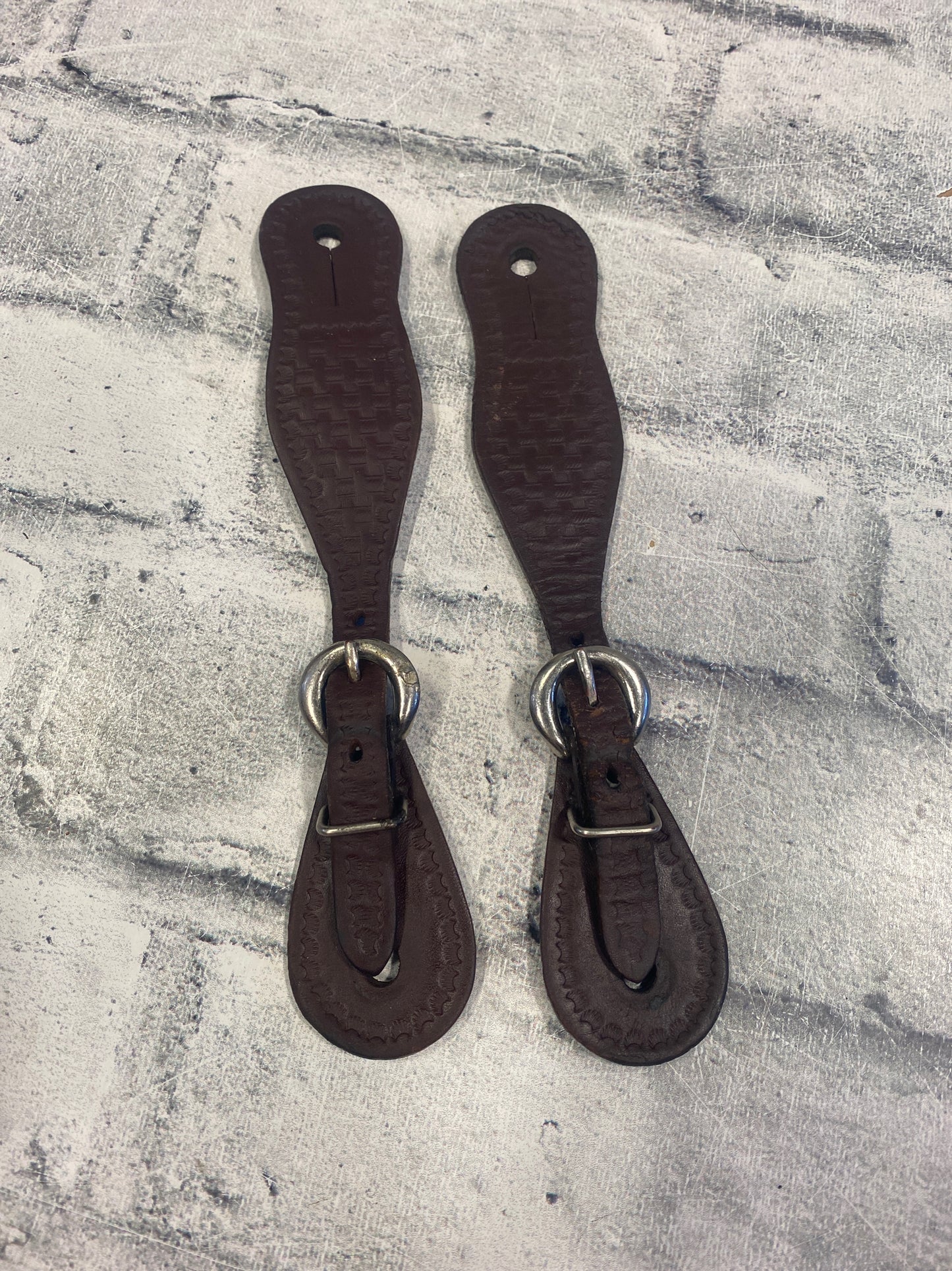 Basketweave Ladies Spur Straps Brown