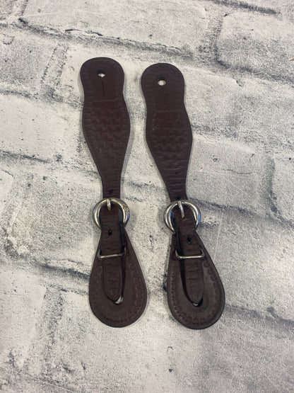 Basketweave Ladies Spur Straps Brown