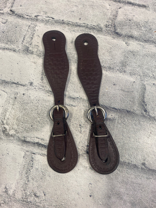 Basketweave Ladies Spur Straps Brown