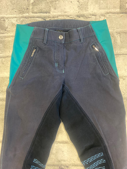 Horze FS Breeches Navy/Turq 28