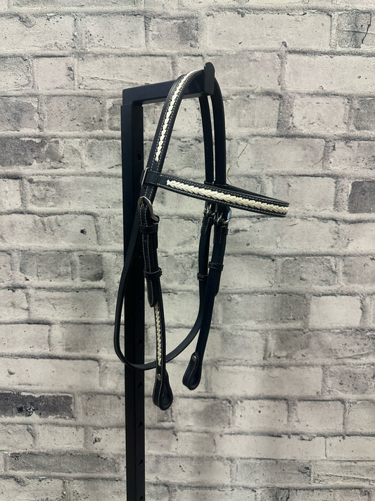 Black Browband Headstall w/Rawhide Accents