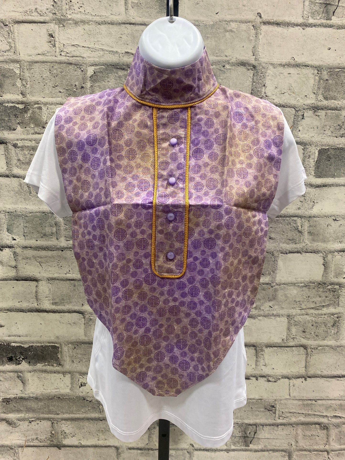 Klip Klop Kreations Dickie - Purple Circle Pattern + Gold Piping + Purple Button