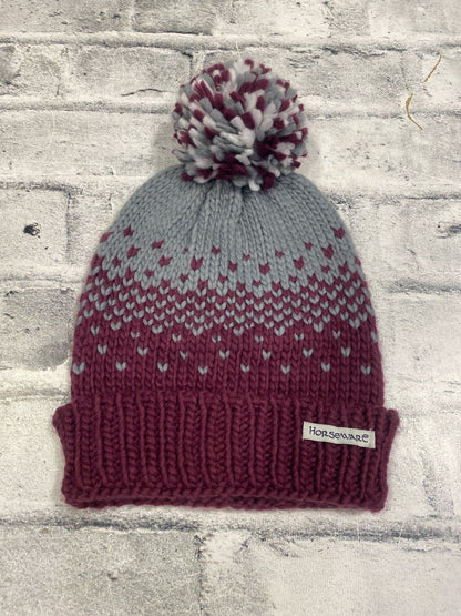 Horsewear Knit Toque Grey & Burgundy