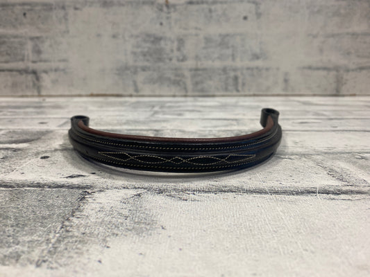 15" Fancy Stitch Raised Padded Browband Brown