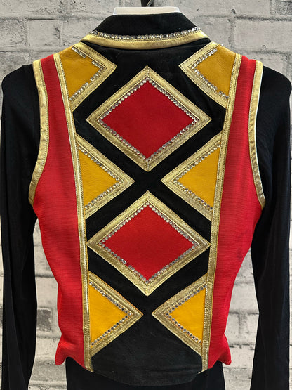 Diane Olsen Show Vest Black/Red/Gold w/Cuffs XS + Undershirt