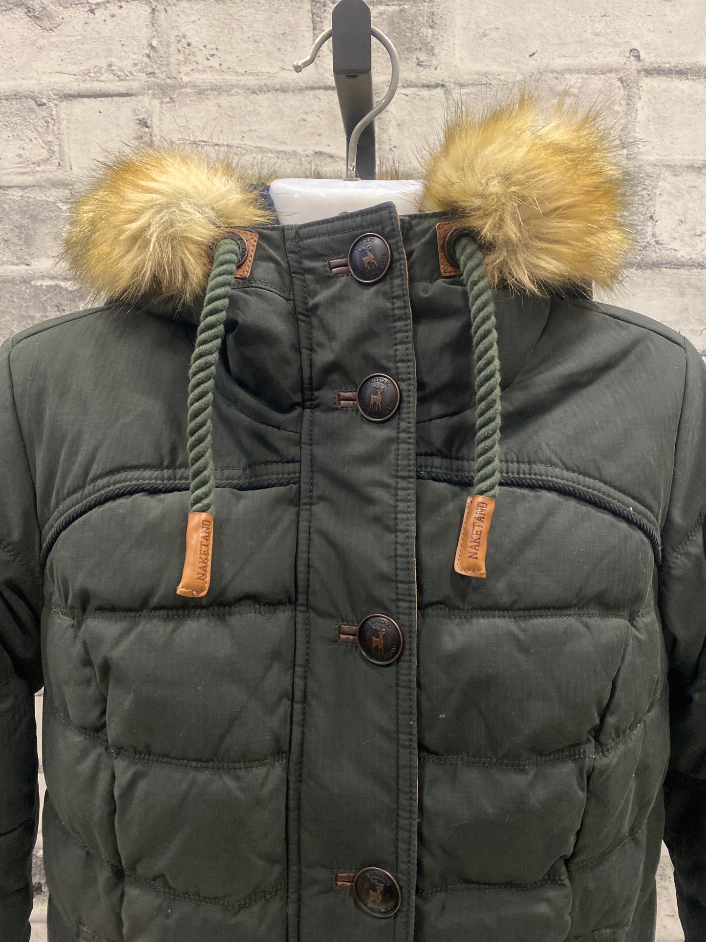 Naketano Fleece Lined Jacket w/ Fur Hood Green S