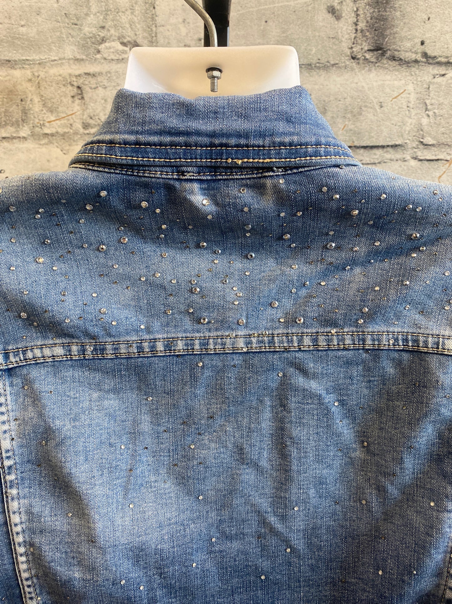 Bejewelled Cropped Denim Jacket L