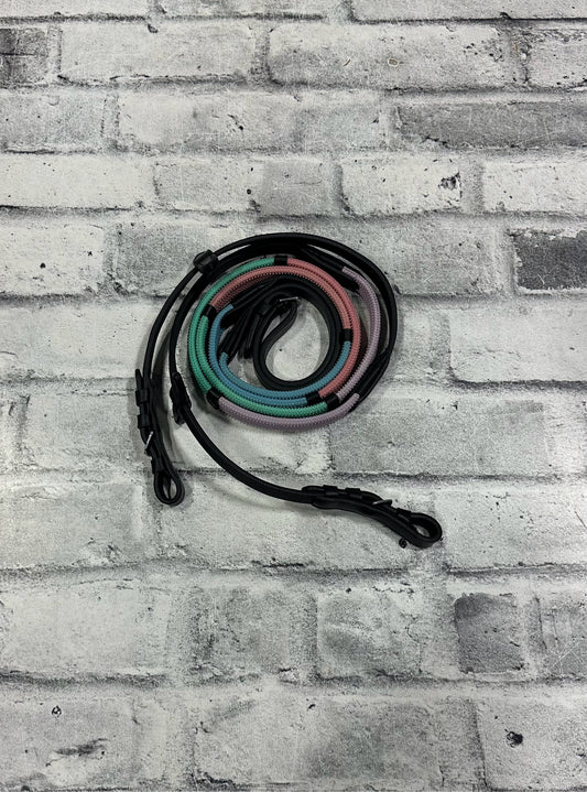 Pastel Rubber Rainbow Reins Black