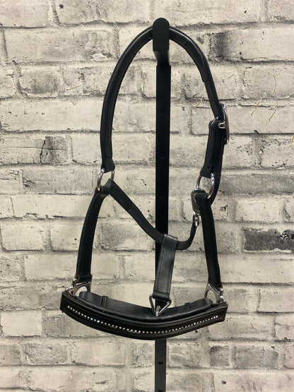 Leather Halter Black w/ Rhinestones Pony