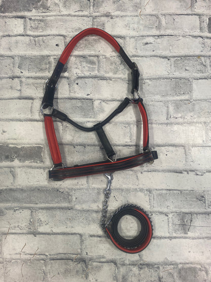 Sebastian + Co Leather Halter + Lead Red/Black F