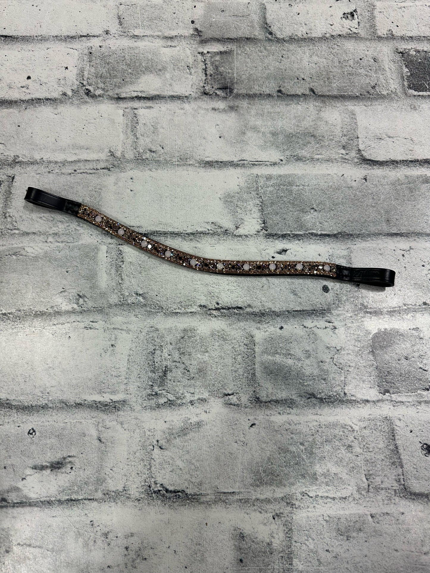 15" Equiture Swaroski Tiffany Rose Gold/Opal Curve Browband