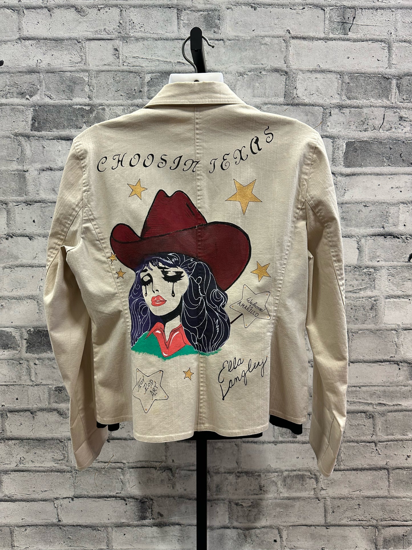 Hot Rod Art Ella Langley Painted Blazer Beige M