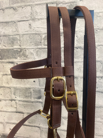 Bad Dog Ranch Nylon Headstall + Reins Brown F NEW