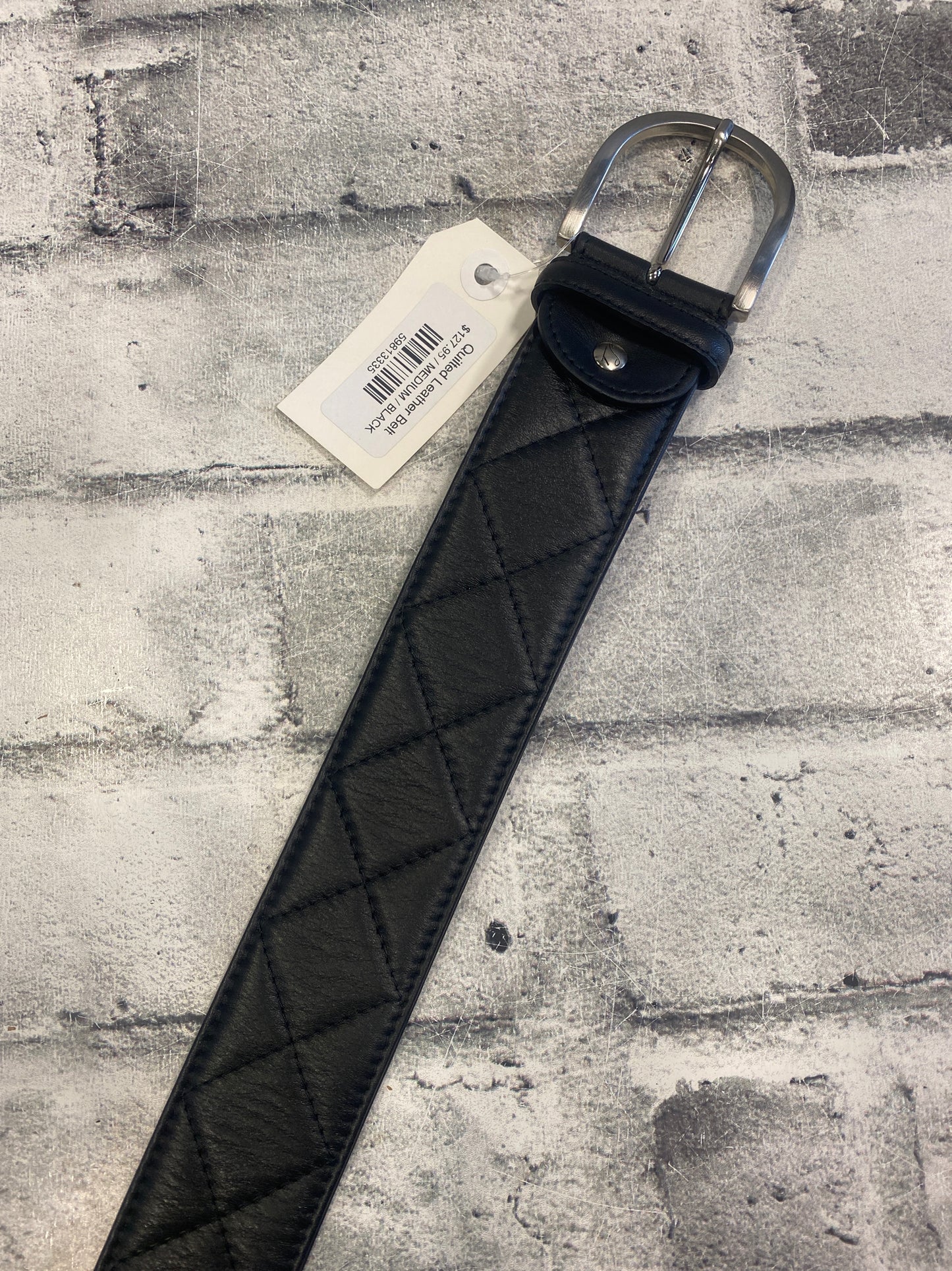 Tailored Sportsman Quilted Leather Belt Black 36 NEW